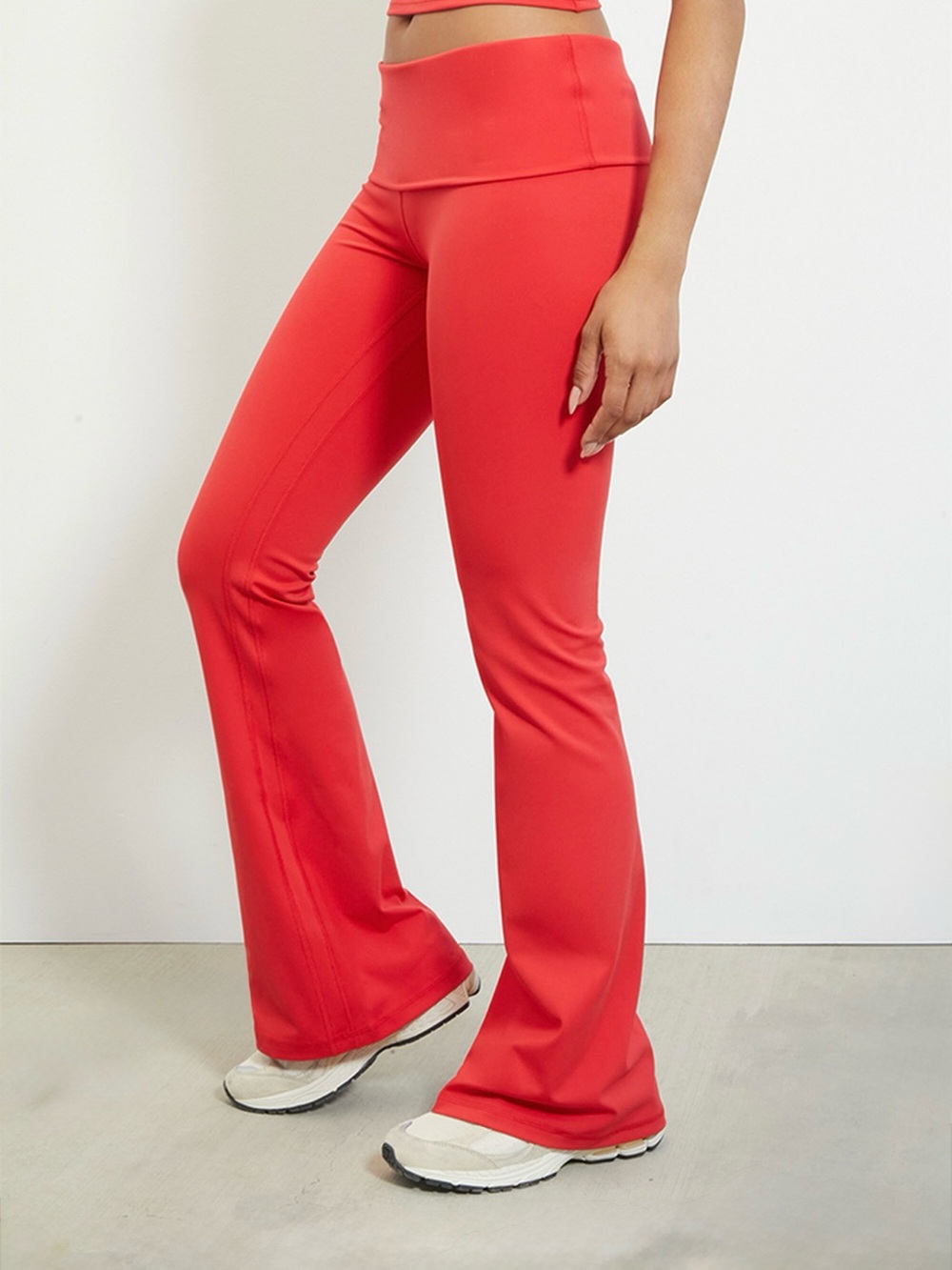 NWT HIGH RISK RED MOVE THEOLOGY FOLD OVER Alala High-Waist Boot-Cut Active Pants